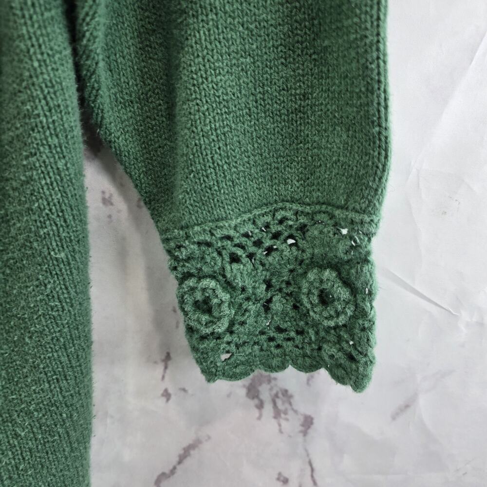 Vintage Sweater Womens Large 90s Green Oversized Coastal Cotton Ramie Crochet - Picture 5 of 12